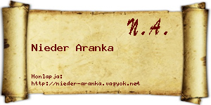 Nieder Aranka névjegykártya